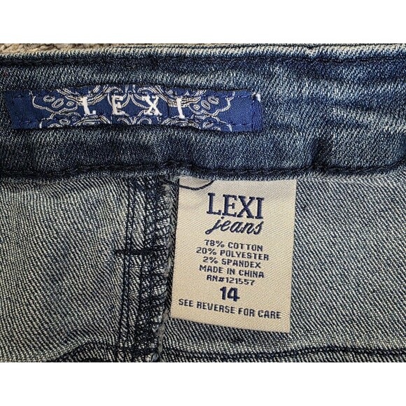 Lexi Jeans Denim Skirt Size 14 Straight Pencil Midi Blue Slit Classic Travel - Picture 2 of 8